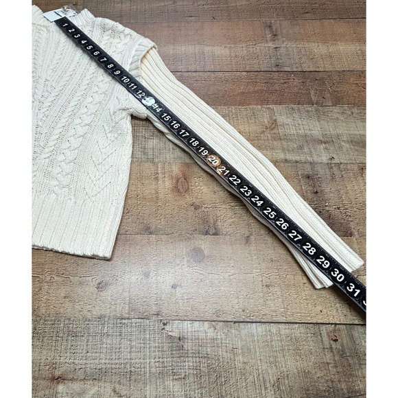 Zoe & Claire Sweater Small Cream Cable Knit Mock Neck Side Shoulder Buttons NWT - Picture 5 of 10